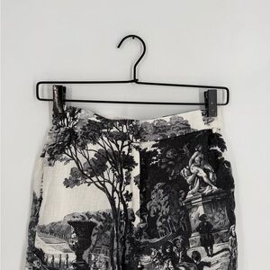 Cos French Toile Artwork Printed Straight Leg Linen Trousers